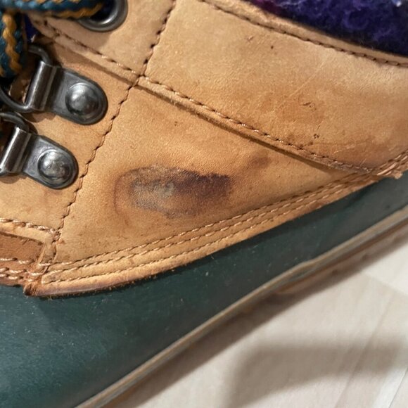 Nine West Duck Boot Vintage 90s Brown Green Lace Up Rubber Padded Collar Size 9 - Picture 7 of 12